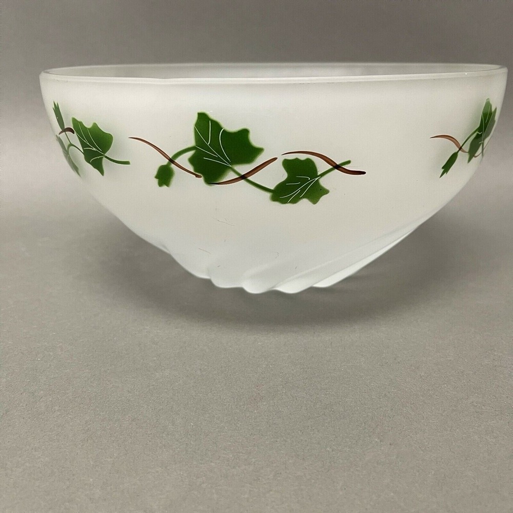 Vintage Federal Glass‎ Punch Bowl Satin Frosted Ivy Green